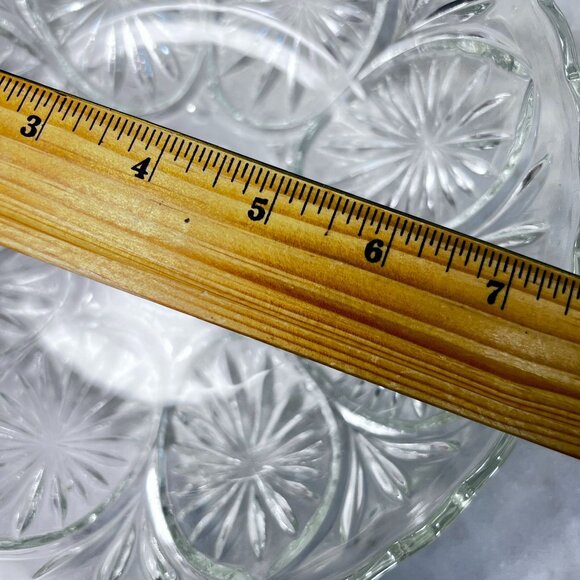 Vtg 60's Clear Pressed Glass Serving Bowl Starburst Design Mid Century Modern - Picture 4 of 6